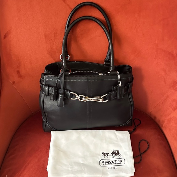 Coach Black Satchel Leather Handbag - Picture 1 of 12